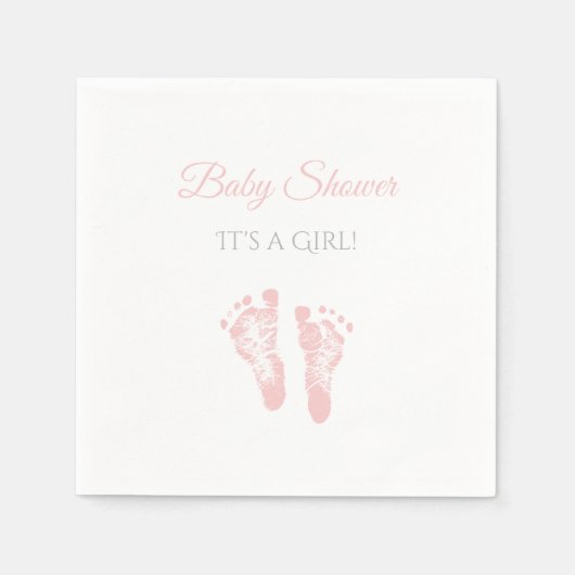 Einfache Girl Baby Dusche Wertvoll Pink Footprints Serviette (Vorderseite)