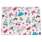 Einfache Girly Hört Blush Pink Handgezeichnetes Mu Große Geschenktüte (Vorderseite)