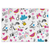 Einfache Girly Hört Blush Pink Handgezeichnetes Mu Große Geschenktüte (Rückseite)