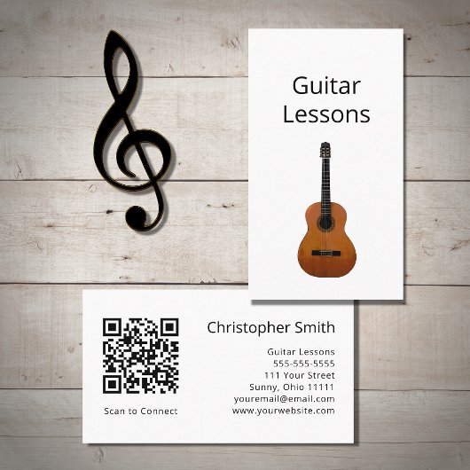 Einfache Gitarrenunterricht QR-Code-Musiklehrer Visitenkarte