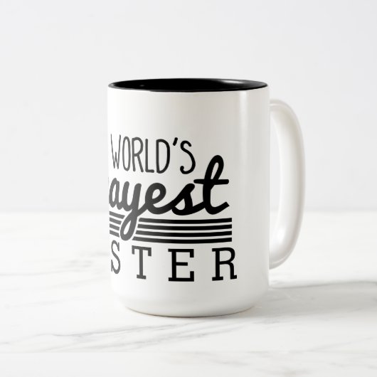 Einfache Glanz-Streifen - WeltOkayest Schwester Zweifarbige Tasse (VorderseiteRechts)