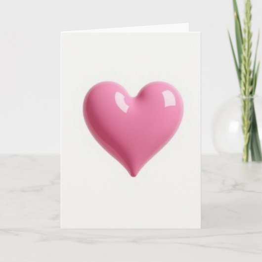 Einfache Glänzende Rosa Herz Karte (Vorderseite)