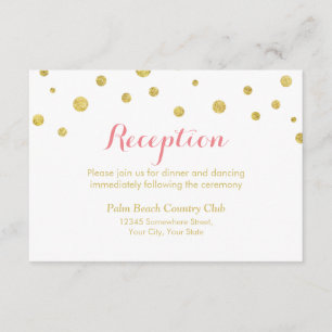 Einfache Glitter-Goldpunkte Hochzeitsempfang Begleitkarte