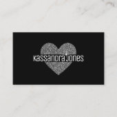 Einfache Glitzer Herzform Schwarz und Weiß Moderne Visitenkarte (Vorderseite)