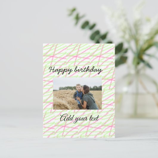 Einfache Glitzer Rot Grün ergänzen Ihr Foto Geburt Postkarte (Stehend Vorderseite)