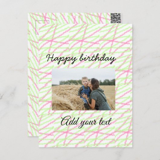 Einfache Glitzer Rot Grün ergänzen Ihr Foto Geburt Postkarte (Vorne/Hinten)