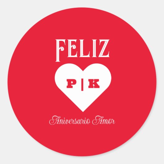 Einfache glückliche Jubiläumsfeier Spanisches Weiß Runder Aufkleber (Vorderseite)