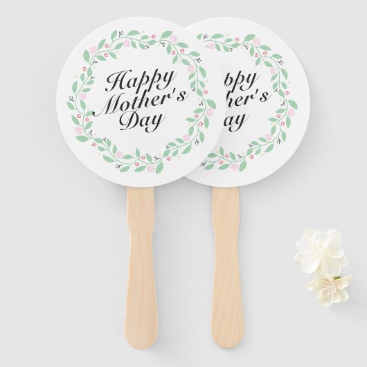 Einfache glückliche Mutter Tag Blumenkranz Hand Fa Fächer (Vorne und Hinten)