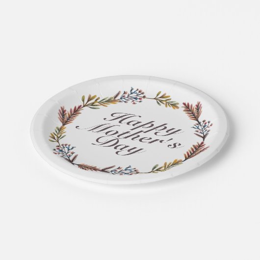 Einfache, glückliche Muttertagsfliege Pappteller (Schrägansicht)