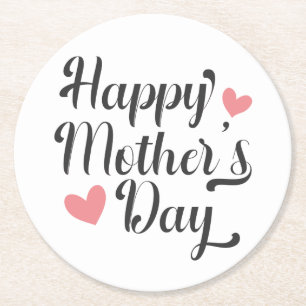 Einfache glückliche Muttertagskalligrafie  Unters Runder Pappuntersetzer