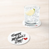 Einfache glückliche Muttertagskalligrafie| Unterse Runder Pappuntersetzer (Vor Ort)