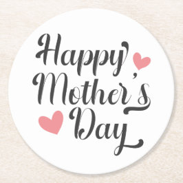 Einfache glückliche Muttertagskalligrafie| Unterse Runder Pappuntersetzer