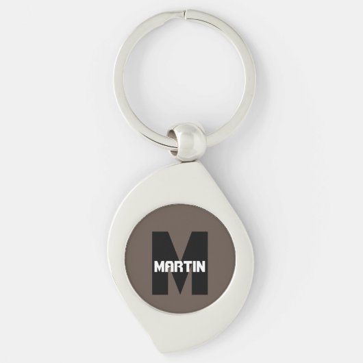 Einfache glückliche Valentine Mit Monogramm Name Schlüsselanhänger (Vorderseite)