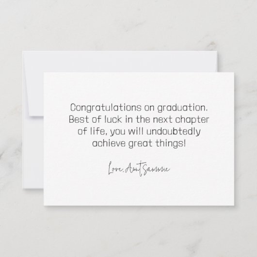 Einfache Glückwünsche Abschluss Card mit Cap Dankeskarte (Rückseite)