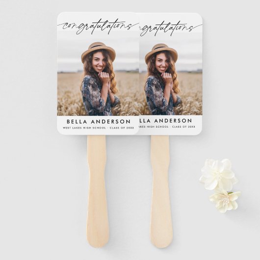 Einfache Glückwünsche Abschluss Script-Foto Fächer (Vorne und Hinten)