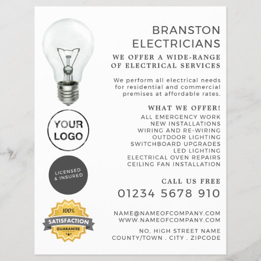 Einfache Glühbirne, elektrische Werbung Flyer (Vorne)