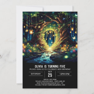 Einfache glühende Woodlandschaft Digitaler Geburts Einladung