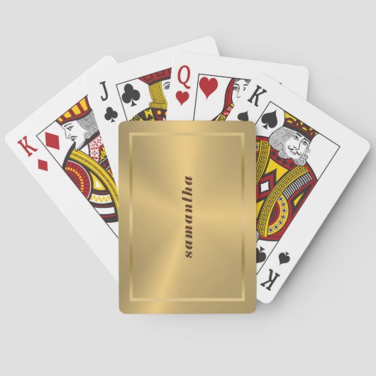 Einfache God-Textur mit Goldgrenzenmonogramm Spielkarten (Rückseite)