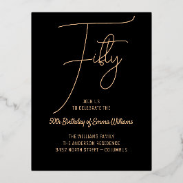 Einfache Gold | 50. Geburtstag Folie Einladungspostkarte