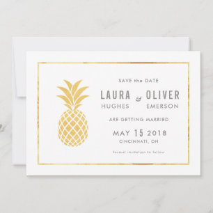 Einfache Gold Ananas Speichern Sie die Datumskarte Save The Date