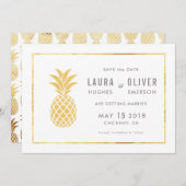 Einfache Gold Ananas Speichern Sie die Datumskarte Save The Date (Vorne/Hinten)