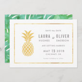 Einfache Gold Ananas Speichern Sie die Datumskarte Save The Date (Vorne/Hinten)