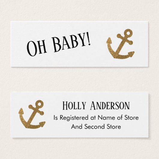Einfache Gold Anchor Nautical Gift Registry Cards (Vorne & Hinten)