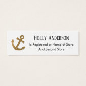 Einfache Gold Anchor Nautical Gift Registry Cards (Rückseite)