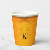 Einfache Gold-Bier-Monogramm-Weihnachtsfeier Pappbecher (Vorderseite)