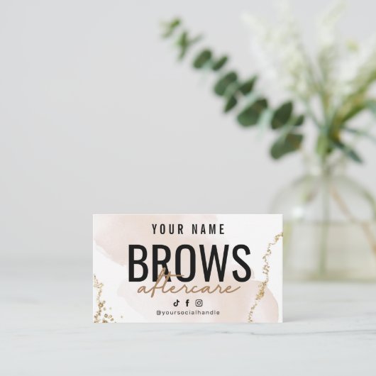 Einfache Gold Brows Aftercare Card Visitenkarte (Stehend Vorderseite)