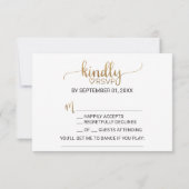 Einfache Gold Calligraphy Song Request RSVP Card Karte (Rückseite)