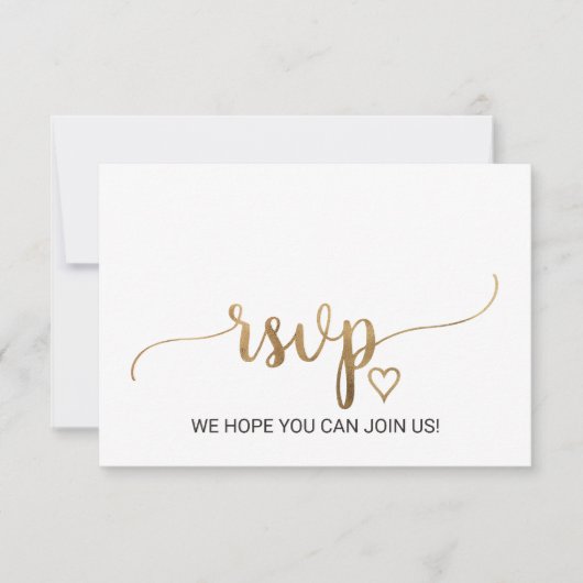 Einfache Gold Calligraphy Wedding RSVP Card Einladung (Vorderseite)