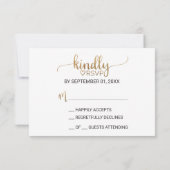 Einfache Gold Calligraphy Wedding RSVP Card Einladung (Rückseite)