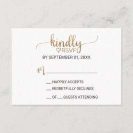 Einfache Gold Calligraphy Wedding RSVP Card Einladung
