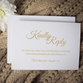 Einfache Gold Calligraphy Wedding Website RSVP Karte