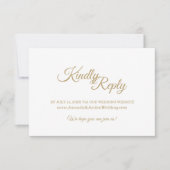 Einfache Gold Calligraphy Wedding Website RSVP Karte (Vorderseite)