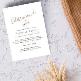 Einfache Gold | Celebración de Vida Spanische Beer Einladung