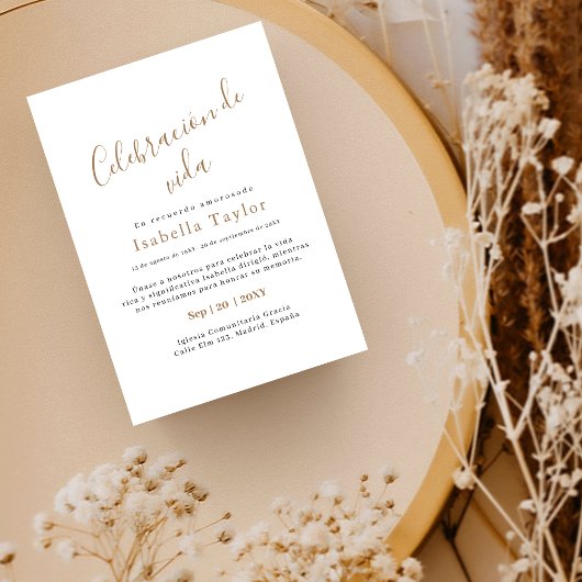 Einfache Gold | Celebración de Vida Spanische Beer Einladung