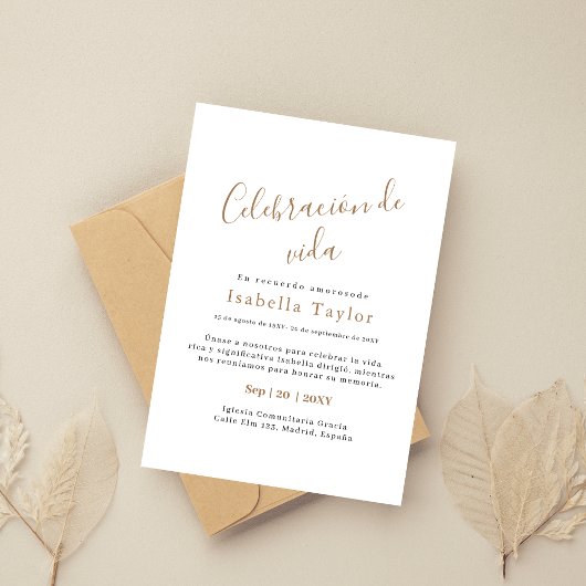 Einfache Gold | Celebración de Vida Spanische Beer Einladung