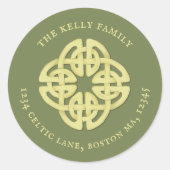 Einfache Gold Classic Celtic Cross Rücksendeadress Runder Aufkleber (Vorderseite)