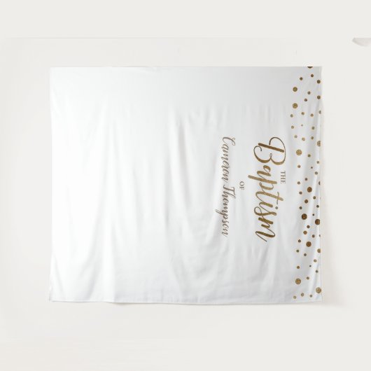 Einfache Gold-Confetti-Taufe Hintergrund Wandteppich (Vorderseite (Horizontal))