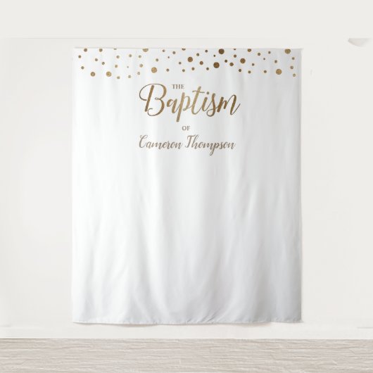 Einfache Gold-Confetti-Taufe Hintergrund Wandteppich (Vorderseite)