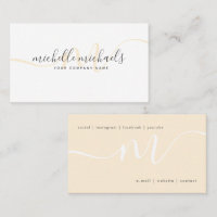 Einfache Gold Cream Minimal Monogram Script