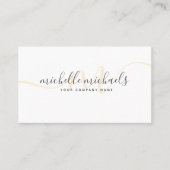 Einfache Gold Cream Minimal Monogram Script Visitenkarte (Vorderseite)