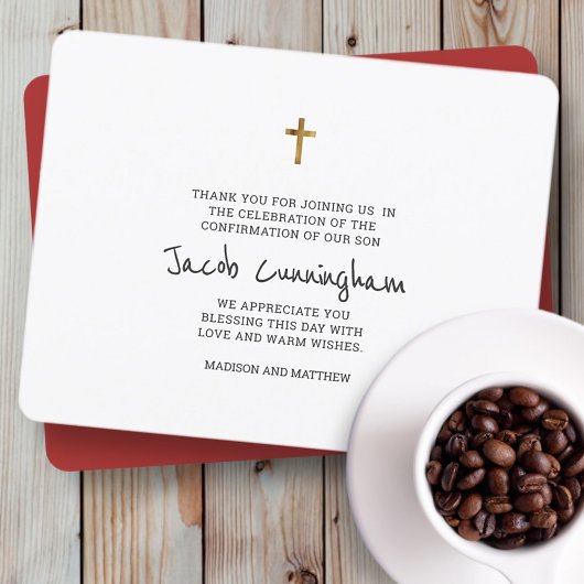 Einfache Gold Cross Bestätigung Vielen Dank Karte