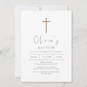 Einfache Gold Cross Christening Taufe Einladung (Vorderseite)