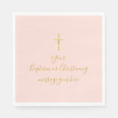 Einfache Gold Cross Taufe Christening Blush Pink Serviette (Vorderseite)