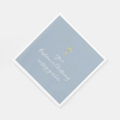 Einfache Gold Cross Taufe Christening Dusty Blue Serviette (Ecke)