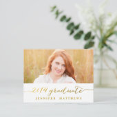 Einfache Gold | Einladung zur Graduiertengruppe (Stehend Vorderseite)