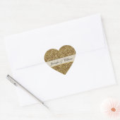 Einfache Gold Elegance Heart Custom Wedding Sticke Herz-Aufkleber (Umschlag)
